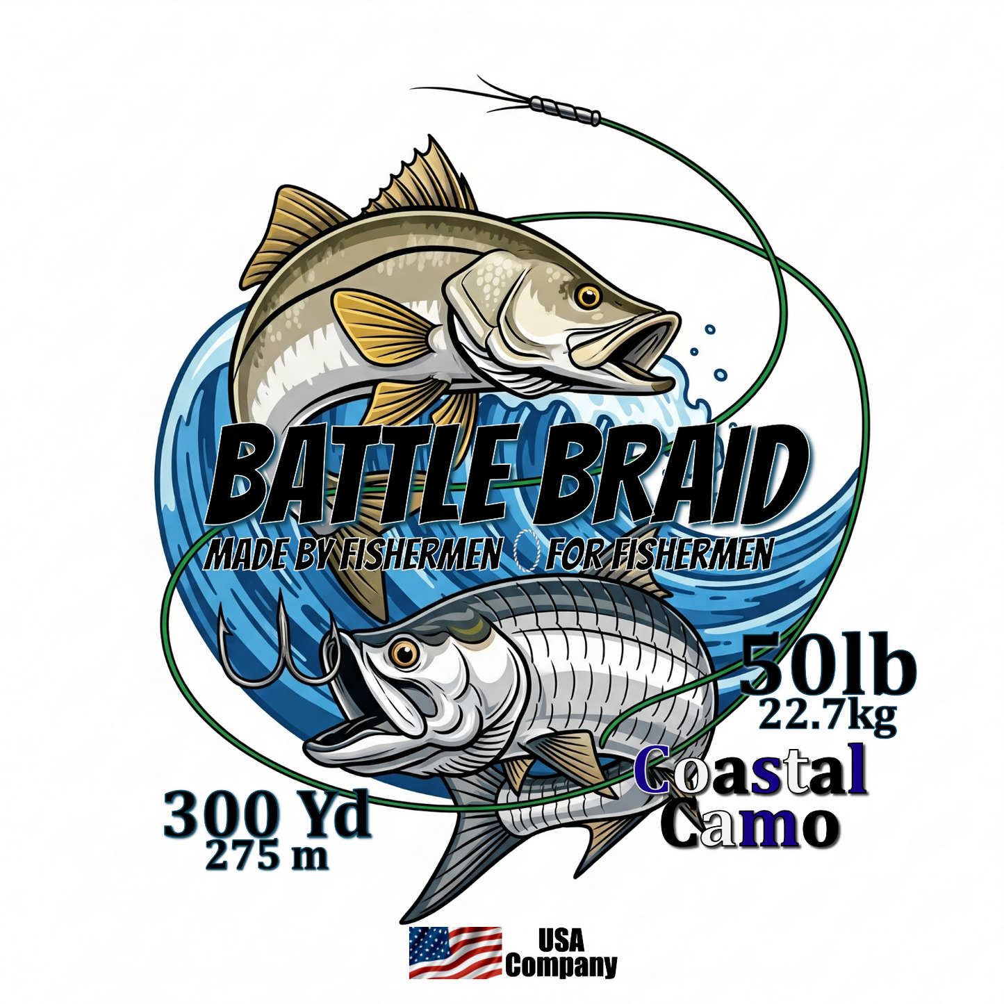 BATTLE BRAID COASTAL CAMO 300YRD SPOOL 8x PE