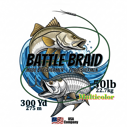 BATTLE BRAID MULTICOLOR 200/300 YARD SPOOL 8x PE