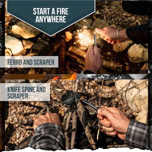 Holtzman's Gorilla Survival The Tracker D2 Steel Bushcraft Survival Knife Gift Set (Black and Orange)