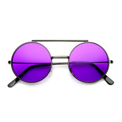 zeroUV Steampunk Vintage Circle Round Flip Up Vintage Sunglasses 8793