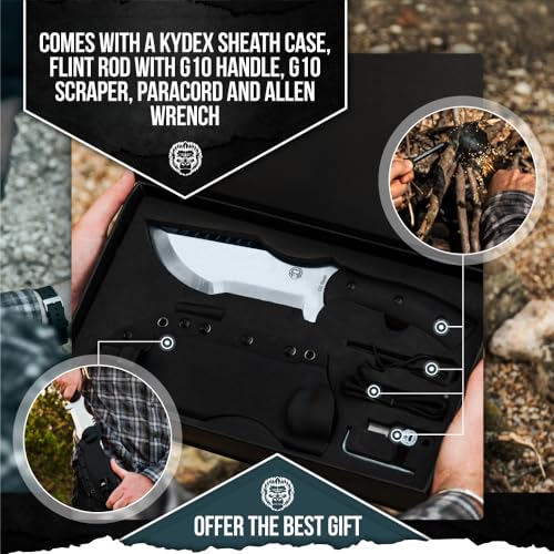 Holtzman's Gorilla Survival The Tracker D2 Steel Bushcraft Survival Knife Gift Set (Black and Orange)