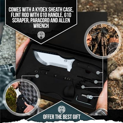 Holtzman's Gorilla Survival The Tracker D2 Steel Bushcraft Survival Knife Gift Set (Black and Orange)