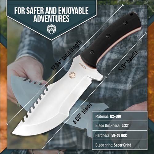 Holtzman's Gorilla Survival The Tracker D2 Steel Bushcraft Survival Knife Gift Set (Black and Orange)