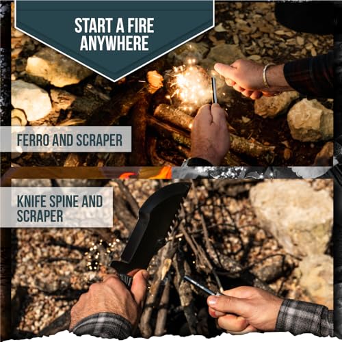 Holtzman's Gorilla Survival The Tracker D2 Steel Bushcraft Survival Knife Gift Set (Black and Gray)
