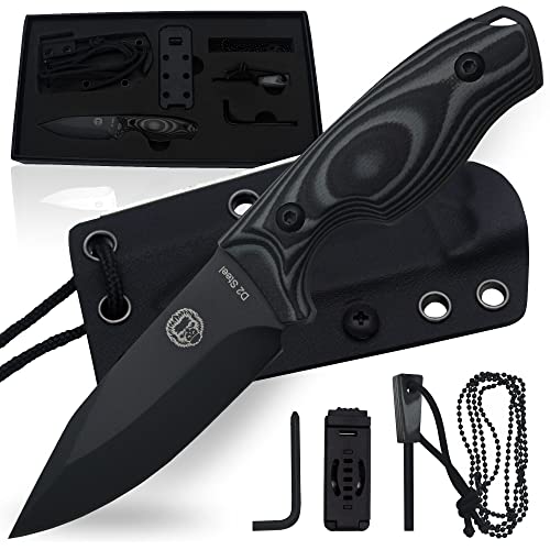 Holtzman's Gorilla Survival The Baby Silverback Survival Knife Giftset for Outdoors (Black Blade + Grey Liner)