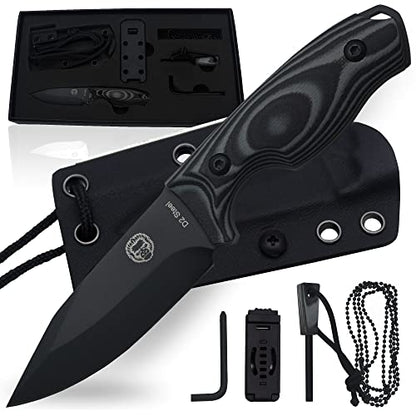 Holtzman's Gorilla Survival The Baby Silverback Survival Knife Giftset for Outdoors (Black Blade + Grey Liner)