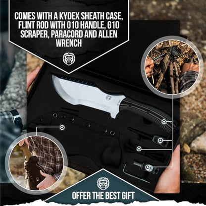 Holtzman's Gorilla Survival The Tracker D2 Steel Bushcraft Survival Knife Gift Set (Black and Gray)