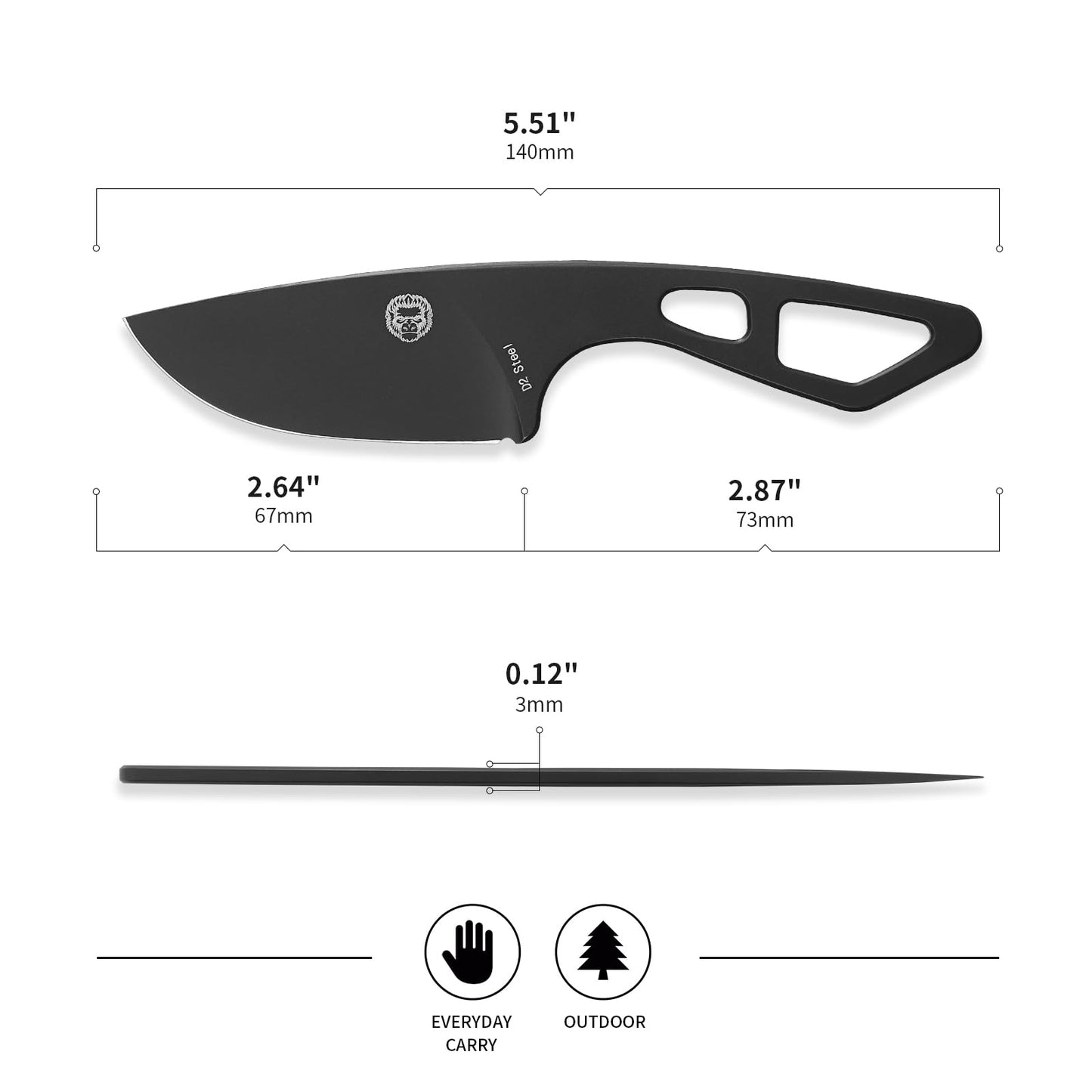 Holtzman's Gorilla Survival "THE SNAKEBITE" SURVIVAL NECK KNIFE