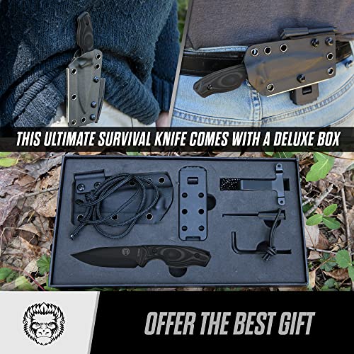 Holtzman's Gorilla Survival The Baby Silverback Survival Knife Giftset for Outdoors (Black Blade + Grey Liner)