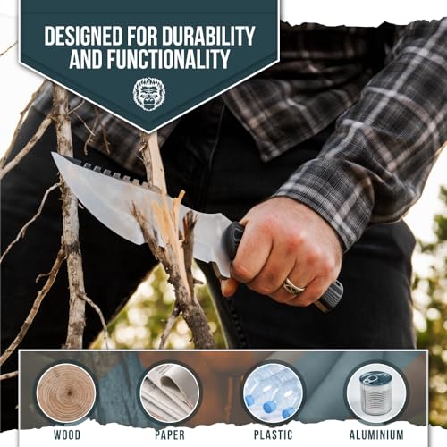 Holtzman's Gorilla Survival The Tracker D2 Steel Bushcraft Survival Knife Gift Set (Black and Gray)