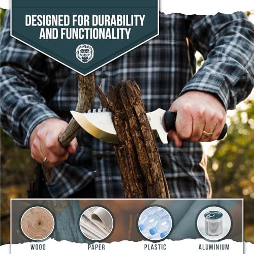 Holtzman's Gorilla Survival The Tracker D2 Steel Bushcraft Survival Knife Gift Set (Black and Orange)