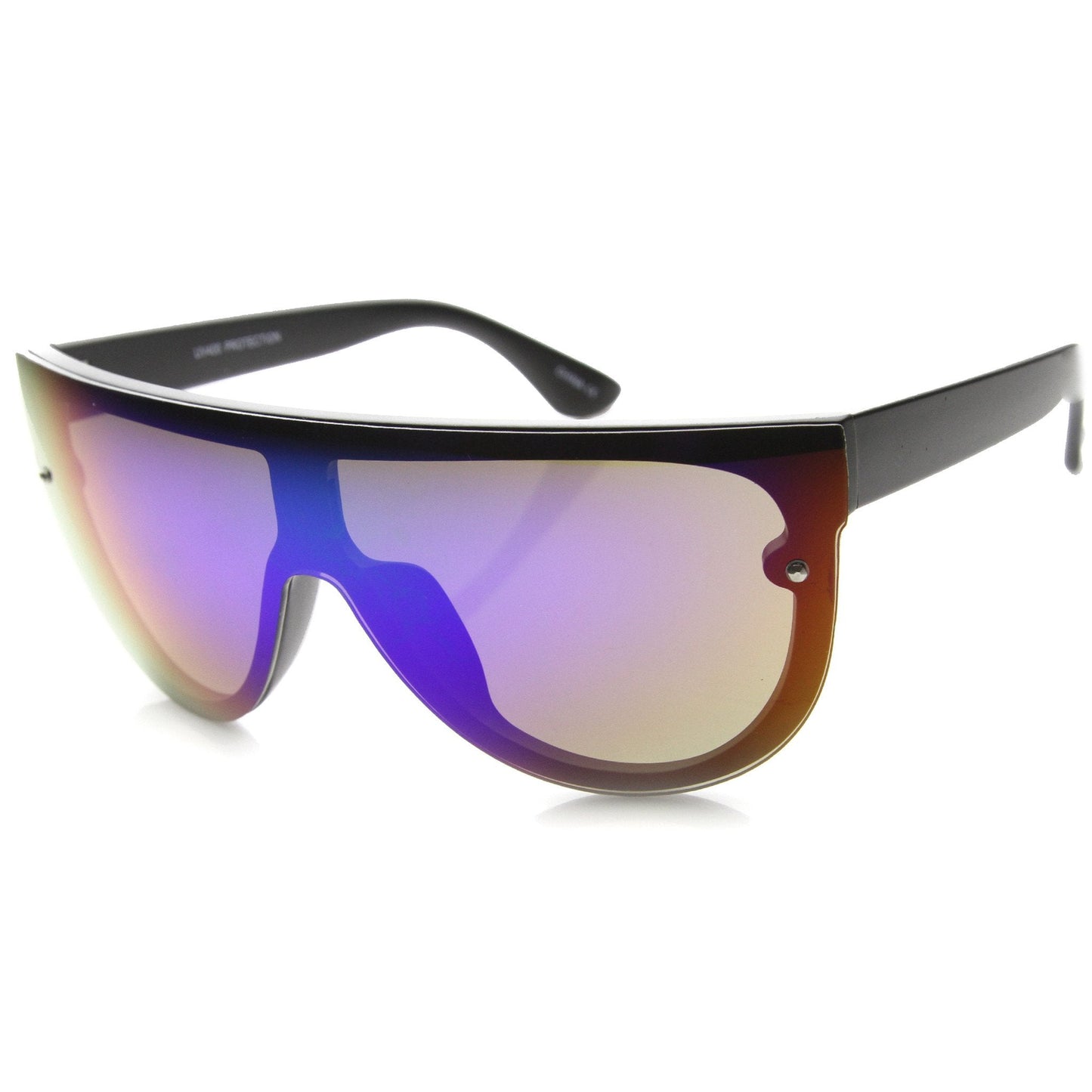 zeroUV Retro Modern Flat Top Mirror Lens Shield Aviator Sunglasses 9798