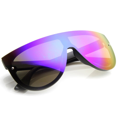 zeroUV Retro Modern Flat Top Mirror Lens Shield Aviator Sunglasses 9798