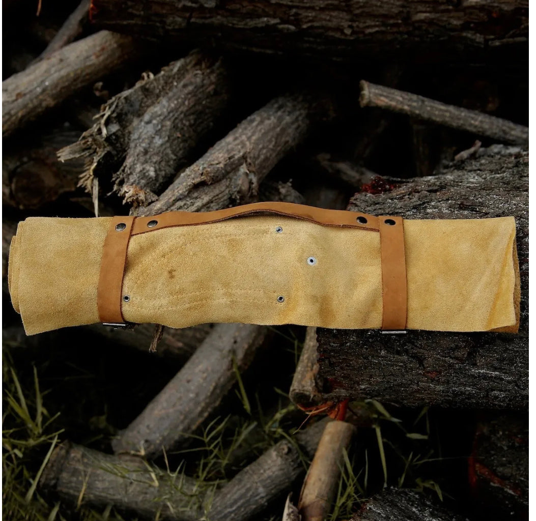 Texan Knives Knife Sets for Kitchen – 13" Damascus Steel Chef Knife with Epoxy Resin Handle & Leather Sheath