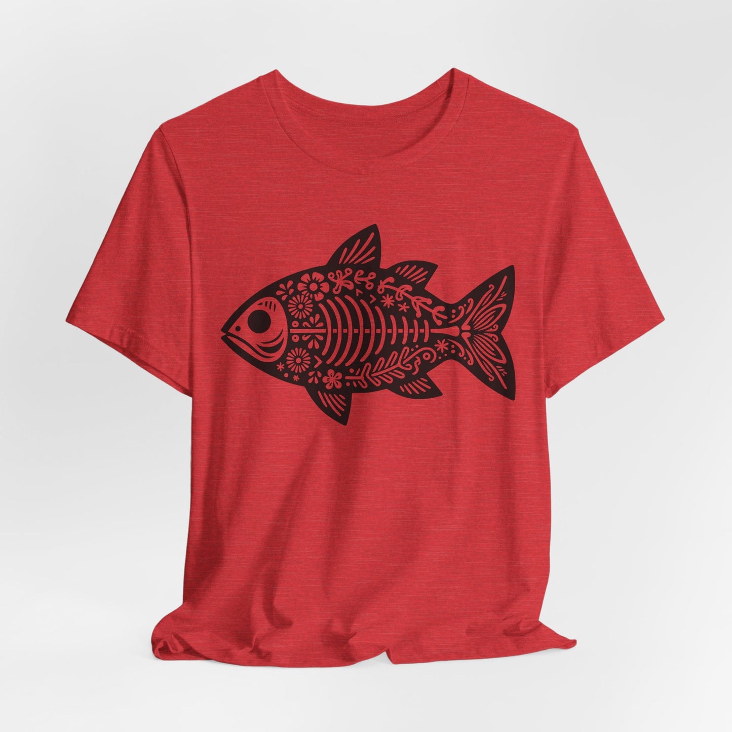 Texas Rigged Tees Mexican Flora Fish Skeleton — Unisex Cotton Tee