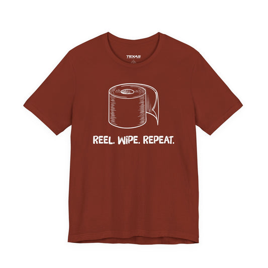 Texas Rigged Tees Reel. Wipe. Repeat. — Unisex Cotton Tee