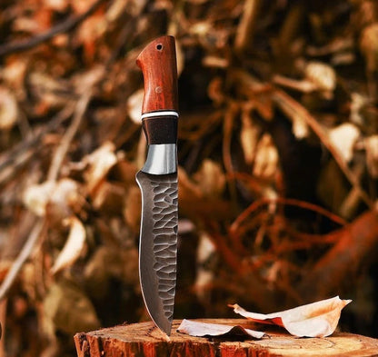 Texan Knives Best Knives for Hunting – 10" J2 Hand-Forged Steel Blade with Rosewood Handle & Leather Sheath