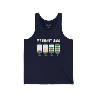Texas Rigged Tees My Energy Level — Unisex Cotton Tank
