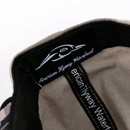 American Flyway Waterfowl Sandhill Crane Grey Ripstop w Hardwoods II Camo Bill