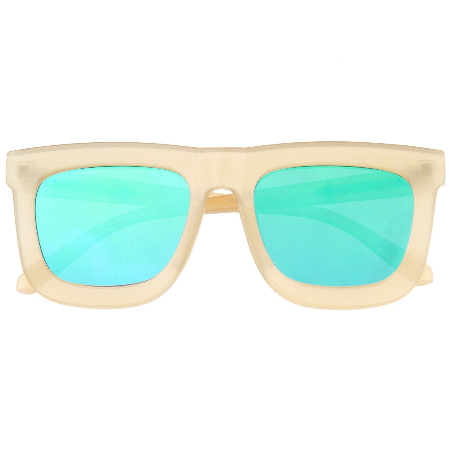 zeroUV Hipster Flat Front Square Horned Rim Mirror Lens Sunglasses A143