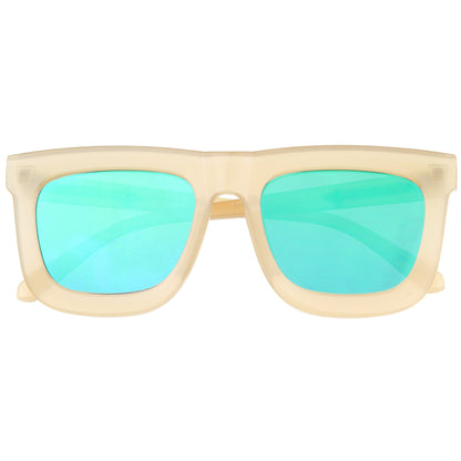 zeroUV Hipster Flat Front Square Horned Rim Mirror Lens Sunglasses A143