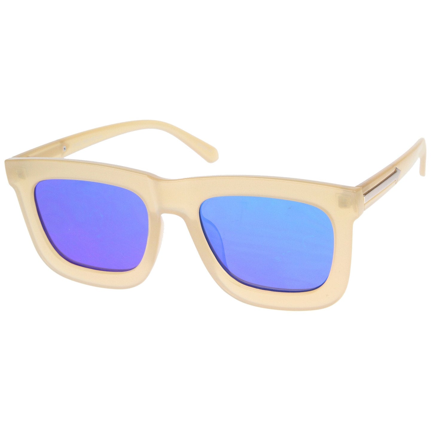 zeroUV Hipster Flat Front Square Horned Rim Mirror Lens Sunglasses A143