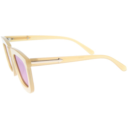 zeroUV Hipster Flat Front Square Horned Rim Mirror Lens Sunglasses A143