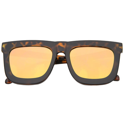 zeroUV Hipster Flat Front Square Horned Rim Mirror Lens Sunglasses A143