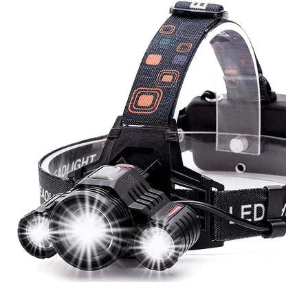 MUCITUP T6 Rechargeable LED Headlamp, Zoom Focus, 4 Modes, USB-C, IP55, Black/Red