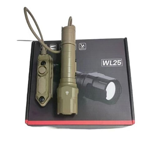 MUCITUP WL-25 Tactical Weaponlight Flashlight, 1200LM, USB Rechargeable – Black or Tan
