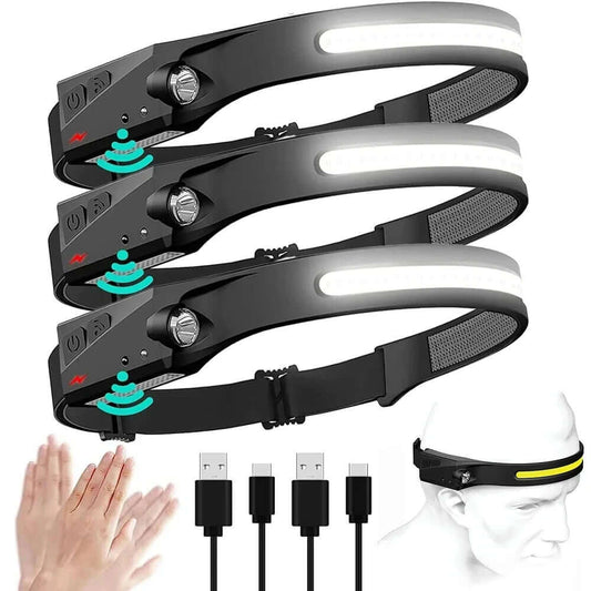 MUCITUP Headlamp USB Rechargeable LED  Waterproof, Motion Sensor Camping/Hiking Light