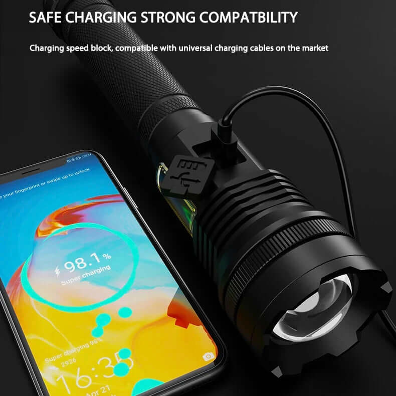 MUCITUP Muctac CHARGE Flashlight, 5000+ LMS, Zoomable, LED, USB, IP65, Aluminum Alloy