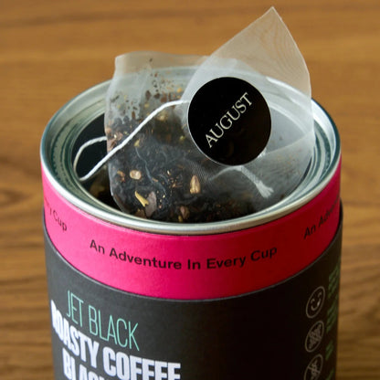 August Uncommon Tea Jet Black - Roasty Coffee Black Tea - 15 Tea Bags