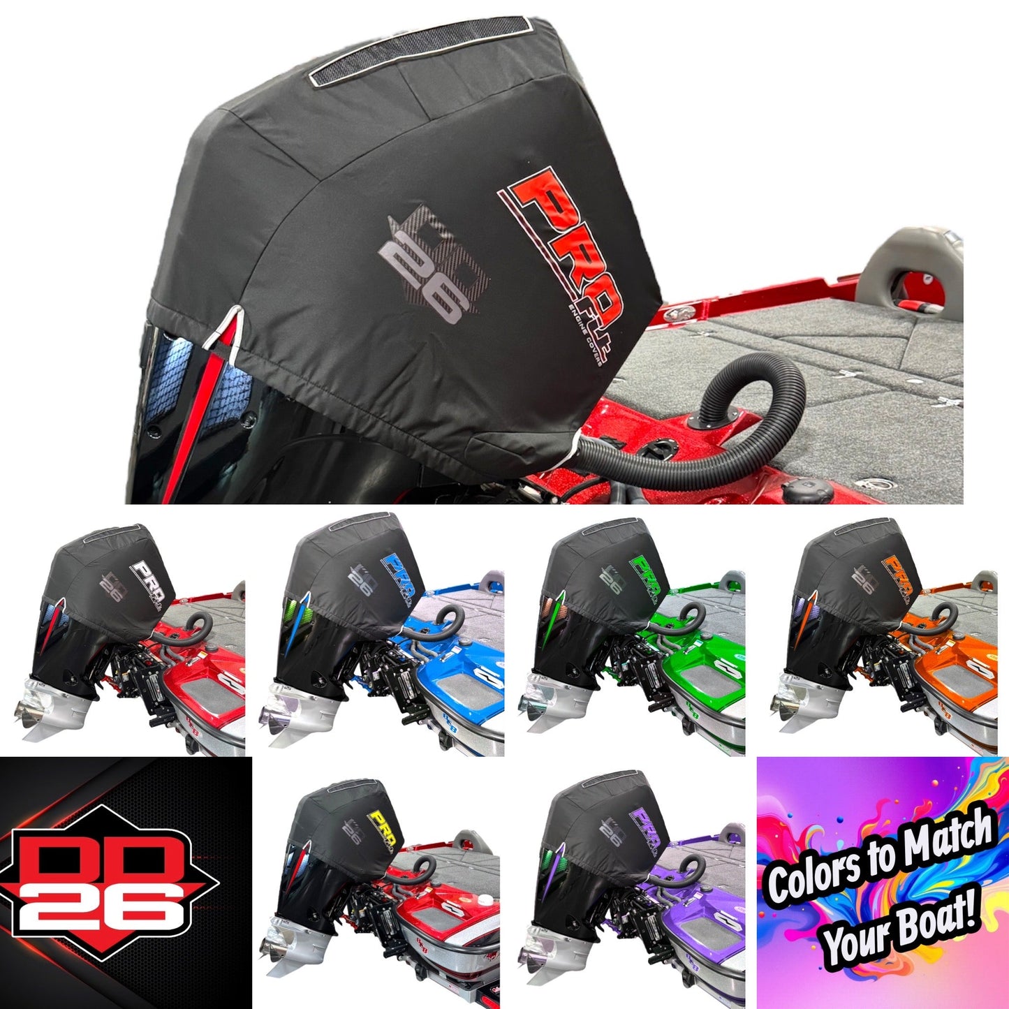 DD26 Fishing PRO Fit Engine Cover by DD26 Fishing fits the Mercury 4-Stroke Pro XS 200-300, V8 Engines