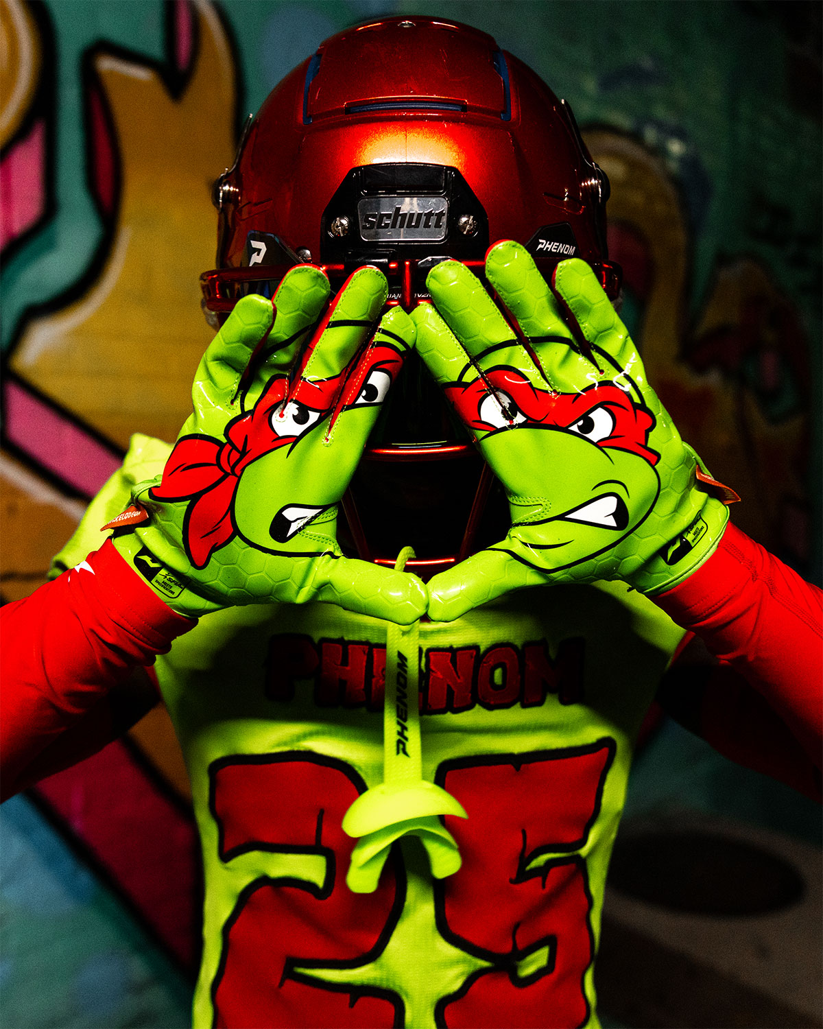 Phenom Elite Ninja Turtles: Raphael Football Gloves – VPS5 by Phenom Elite