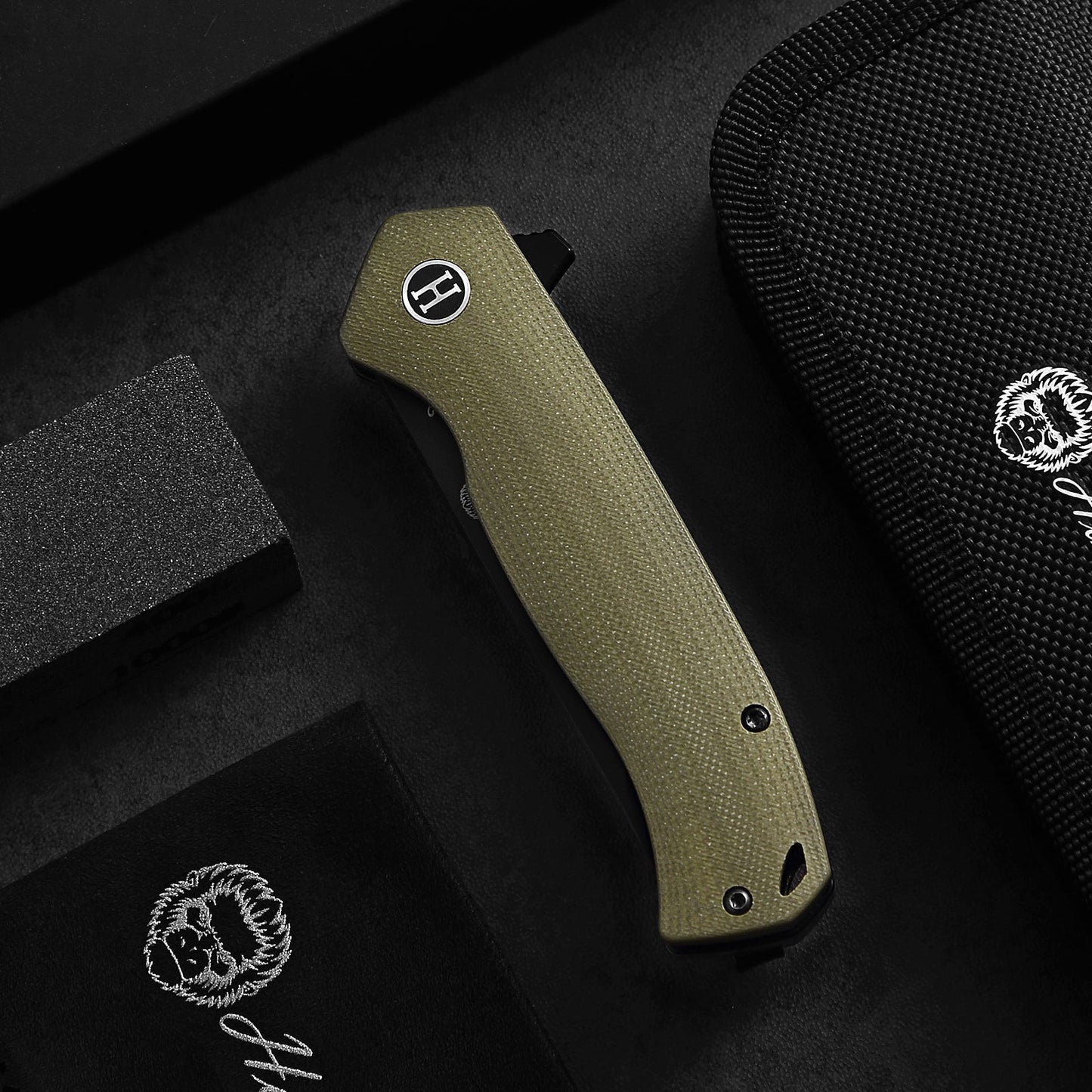 Holtzman's Gorilla Survival The Pathfinder Folding Pocket Knife Giftset for Men and Women (Green and Silver)