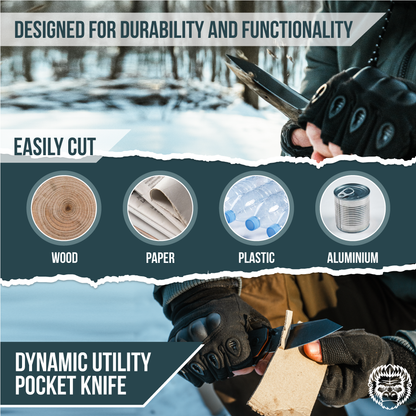 Holtzman's Gorilla Survival The Clip Point, Straight Back, Pioneer Folding Pocket Knife Giftset Combo (Silver and Green)