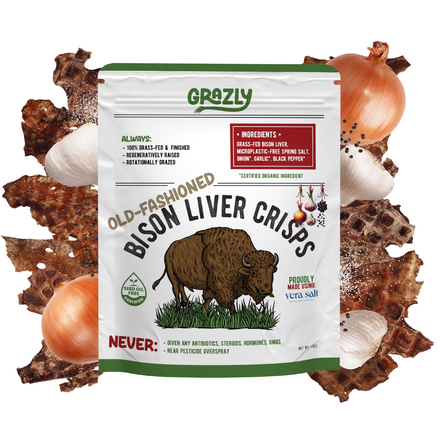 Grazly  Bison Liver Crisps - 100% Grass-Fed/Finished