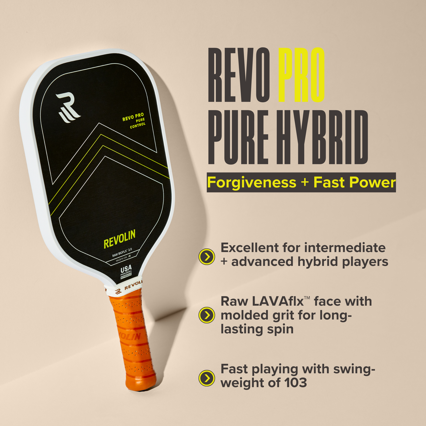 Revolin Sports REVO PRO Pure Hybrid Pickleball Paddle