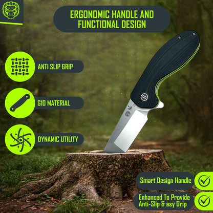 Holtzman's Gorilla Survival The Pioneer Folding Pocket Knife Giftset for Men and Women (Silver and Green)