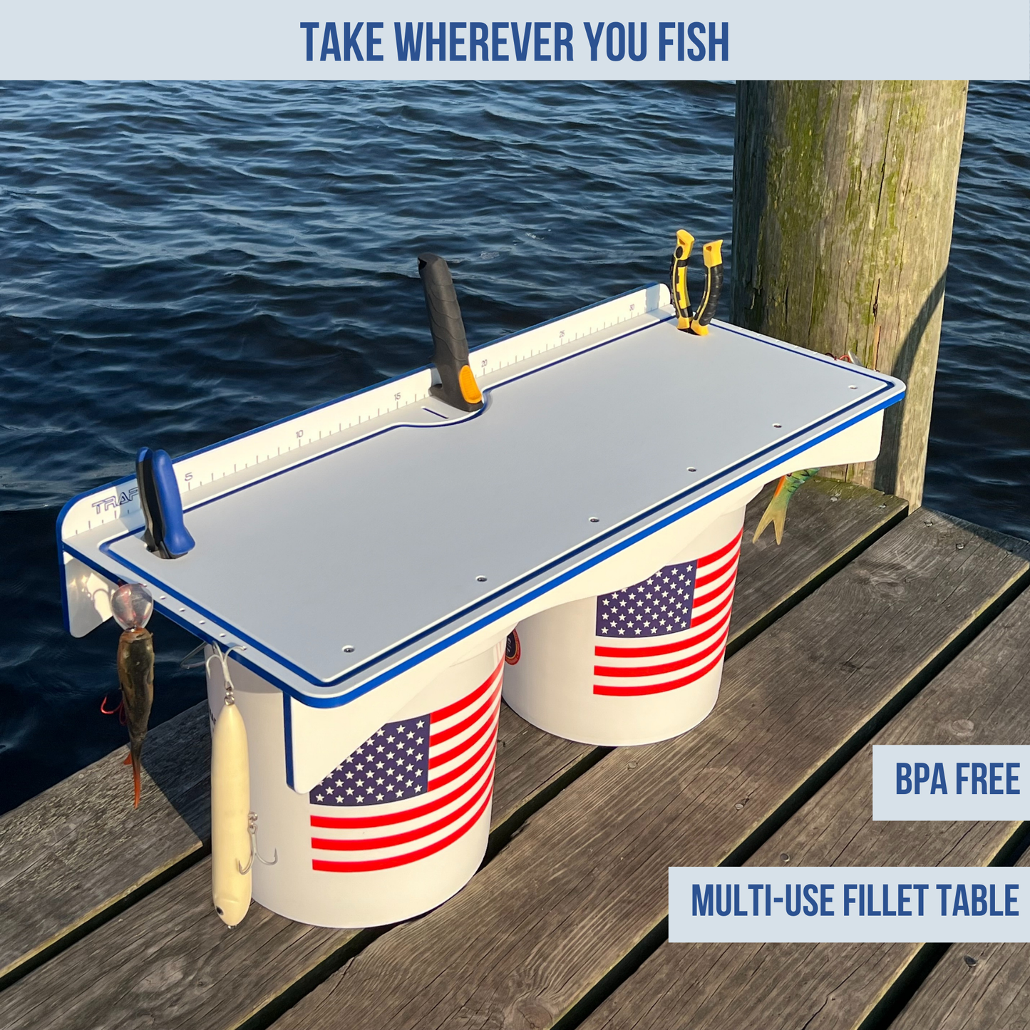 TRAPSKI Premium Double Bucket 33" Raised Fillet Table Cutting Board