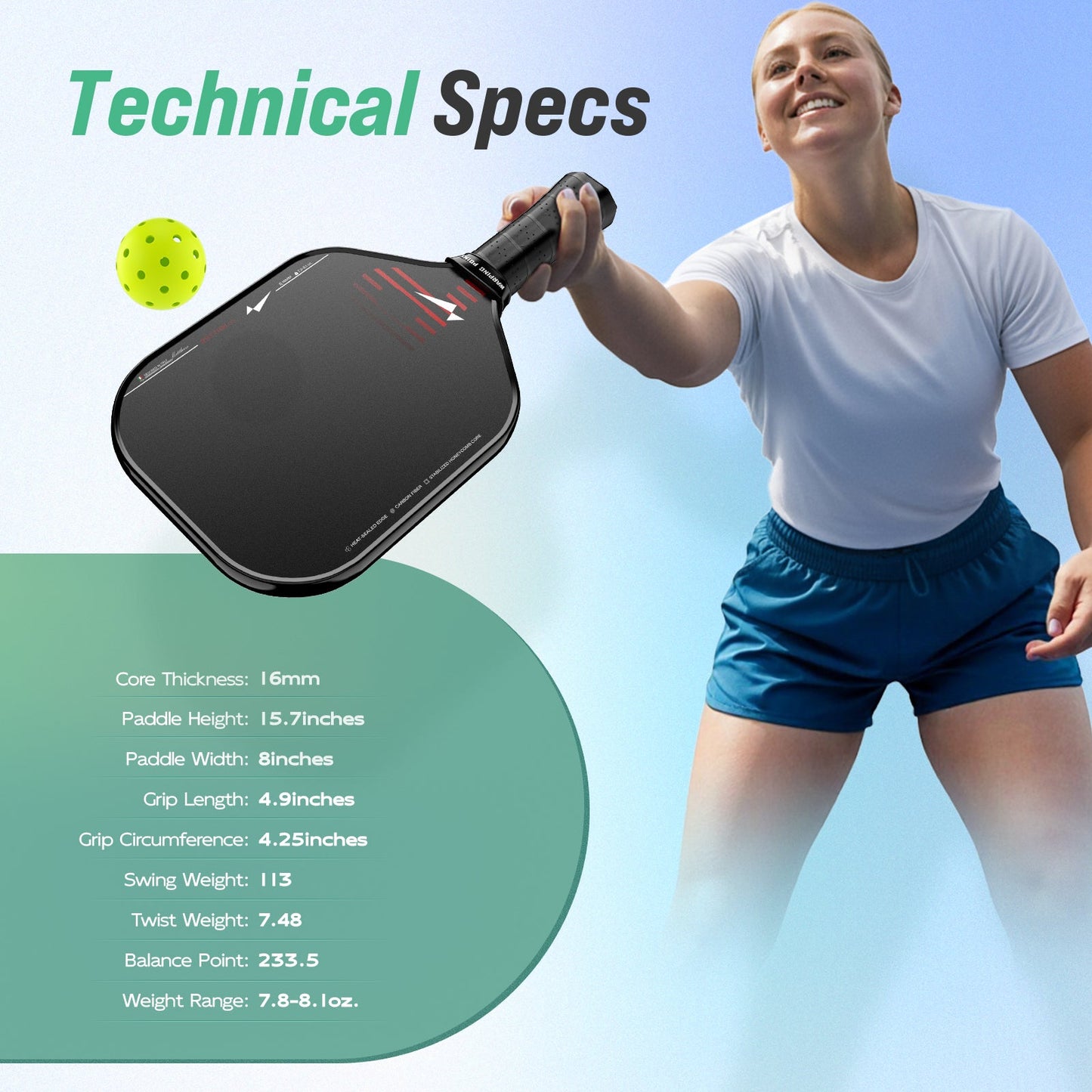 Warping Point Rhythm Pickleball Paddle - Wide body