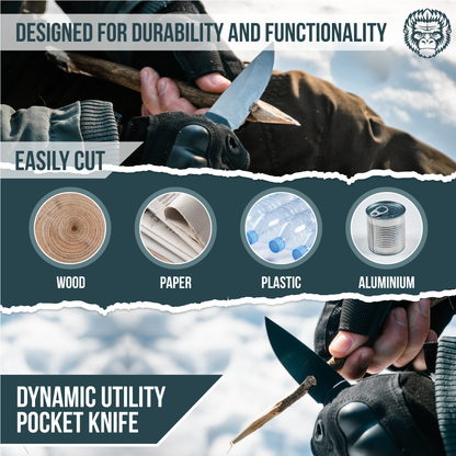 Holtzman's Survival The Peasant Folding Pocket Knife Giftset for Men and Women (Silver and Black)