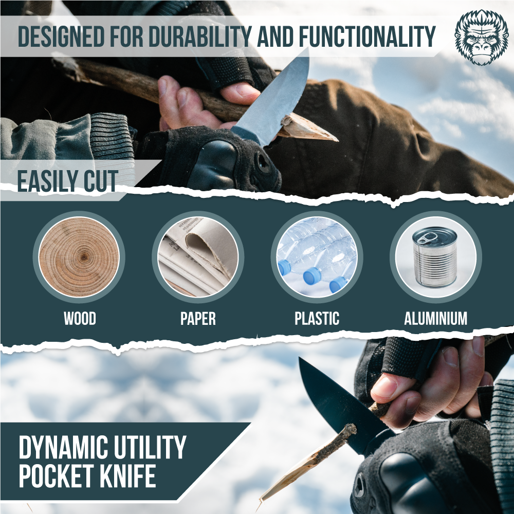 Holtzman's Survival The Peasant Folding Pocket Knife Giftset for Men and Women (Black and Blue)