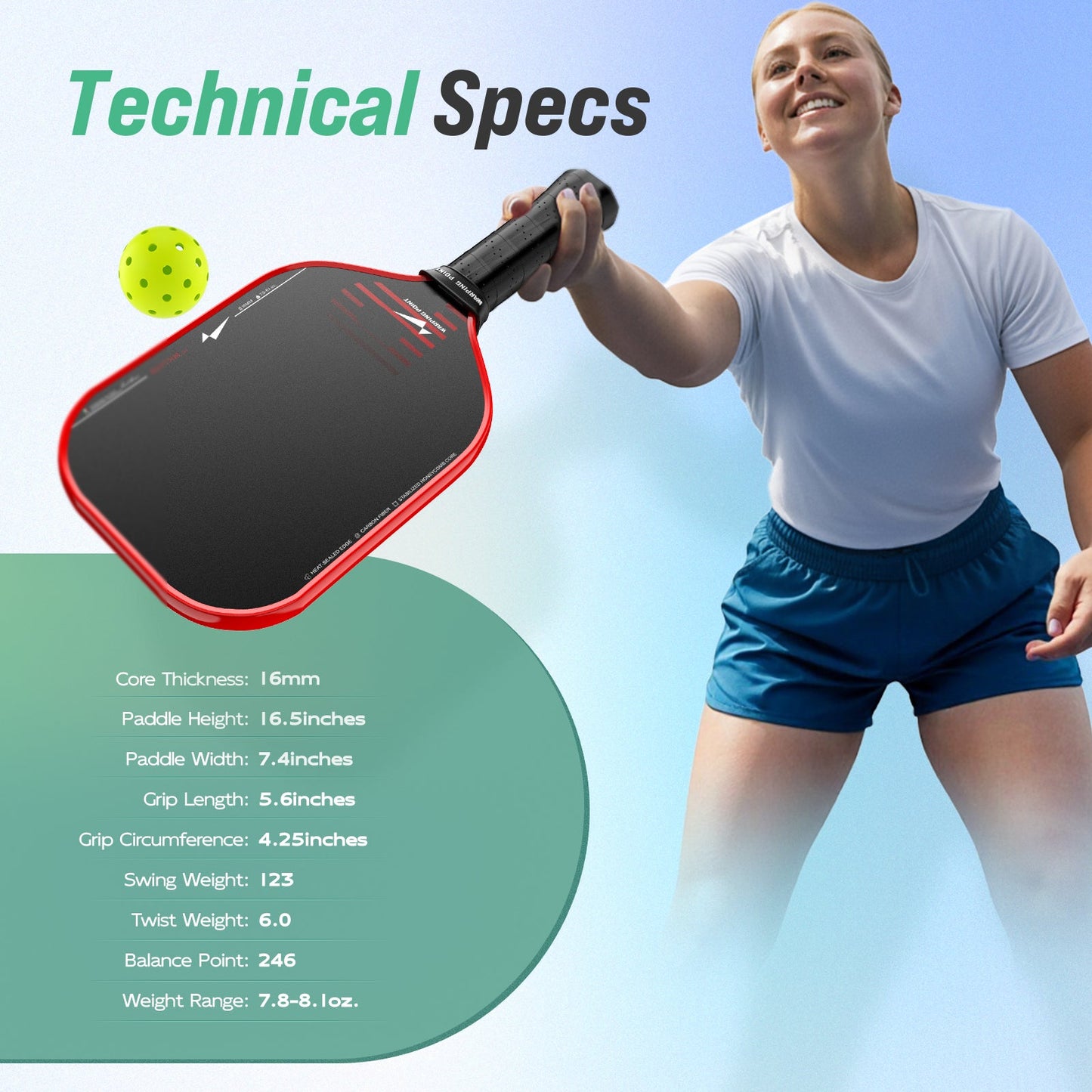 Warping Point Rhythm Pickleball Paddle - Elongated