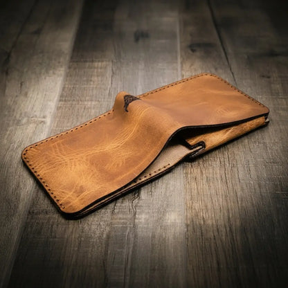 Bull Sheath Leather Badge Bifold Wallet