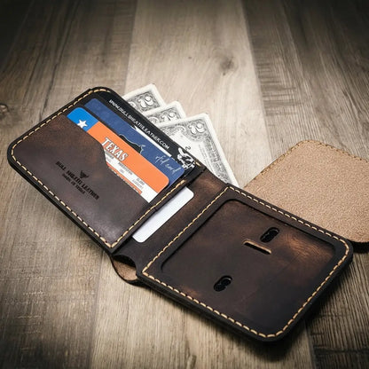 Bull Sheath Leather Badge Bifold Wallet