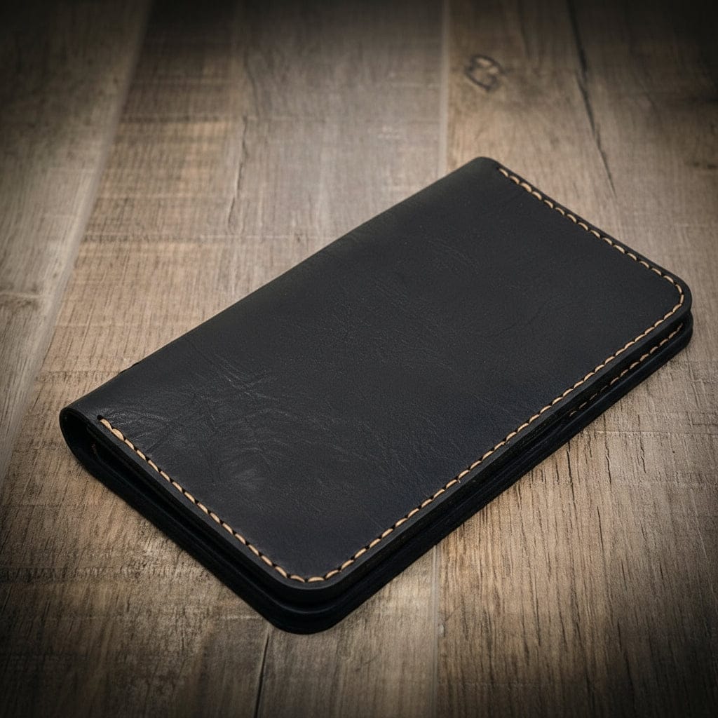 Bull Sheath Leather Badge Long Wallet