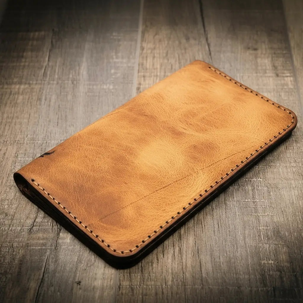 Bull Sheath Leather Badge Long Wallet