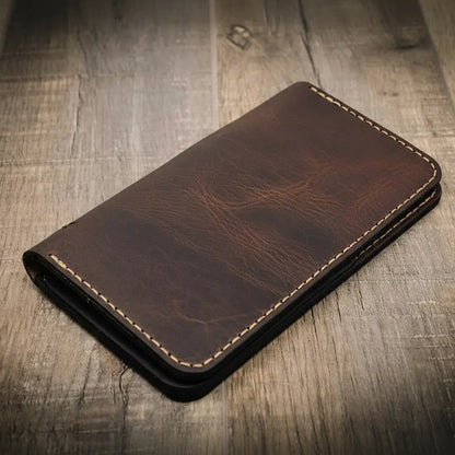 Bull Sheath Leather Badge Long Wallet